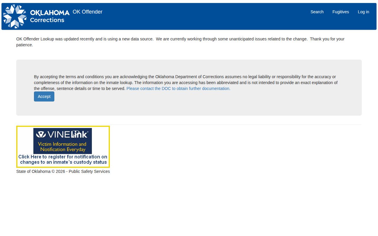 Coal County released inmates ODOC offender search interface