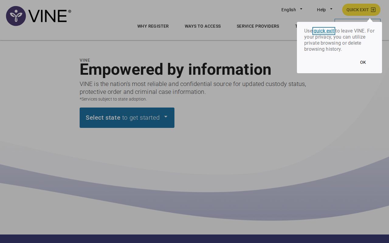 Coal County VINELink inmate check through the Oklahoma search workflow